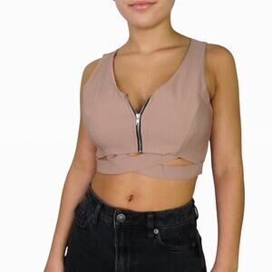 Charlotte Russe Nude Zipper Bandage Crop Top Medium